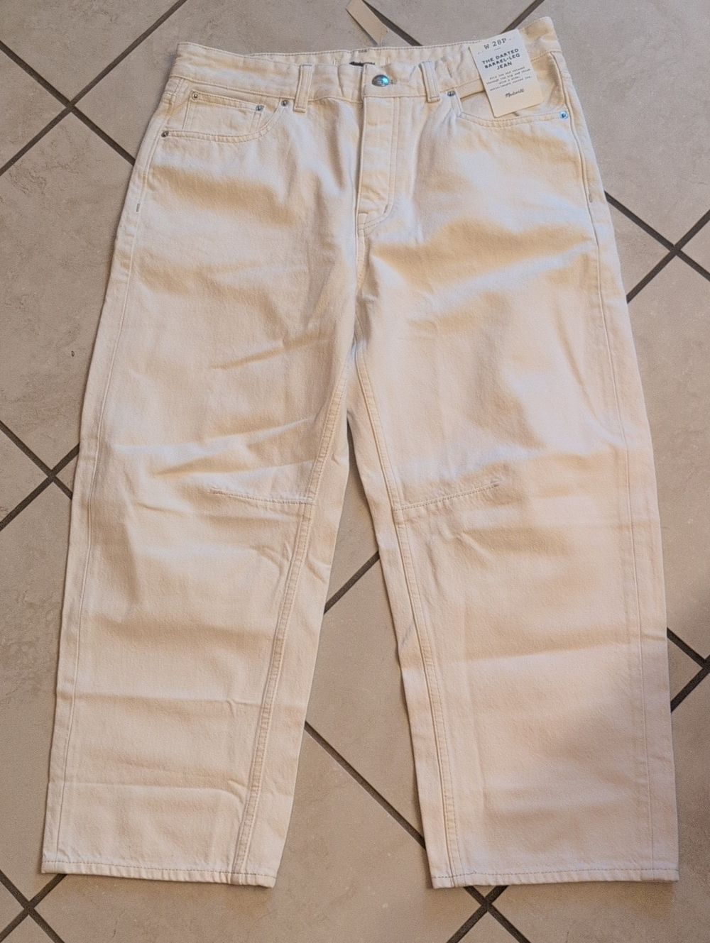 NWT Madewell Petite Darted Barrel-Leg Jean Vintage Canvas White Denim Size 28P - Picture 2 of 13